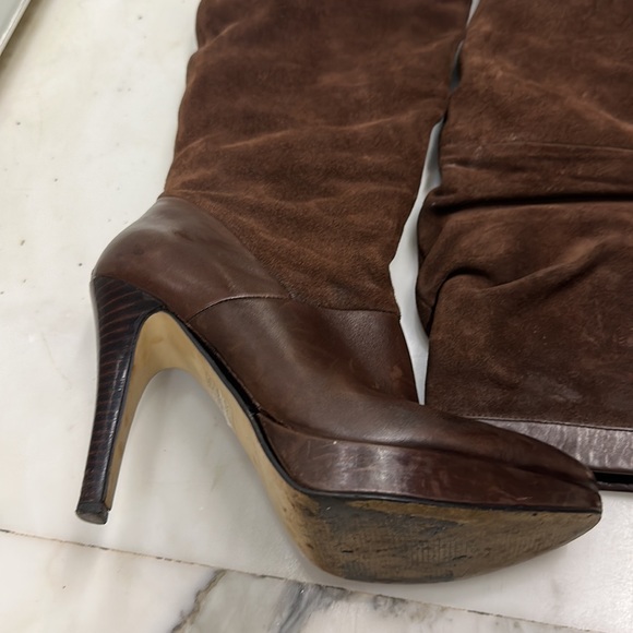 Pure Suede leather Chocolate Brown Knee high Boots in great condition! Size UK 4 - Picture 17 of 17